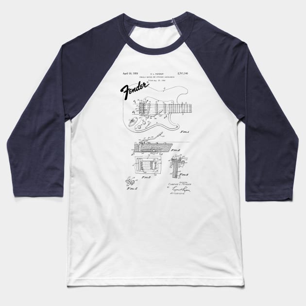 US Patent - Fender Stratocaster Guitar Baseball T-Shirt by Taylor'd Designs